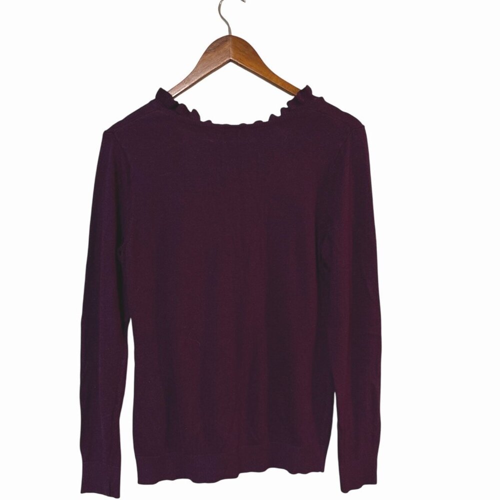 Vtg Ann Taylor Plum Lettuce V-neck light weight Sweater Large - Picture 5 of 7